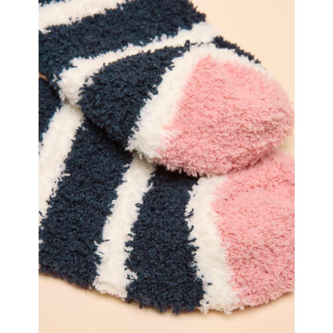 Joules Navy Stripe Fluffy Socks
