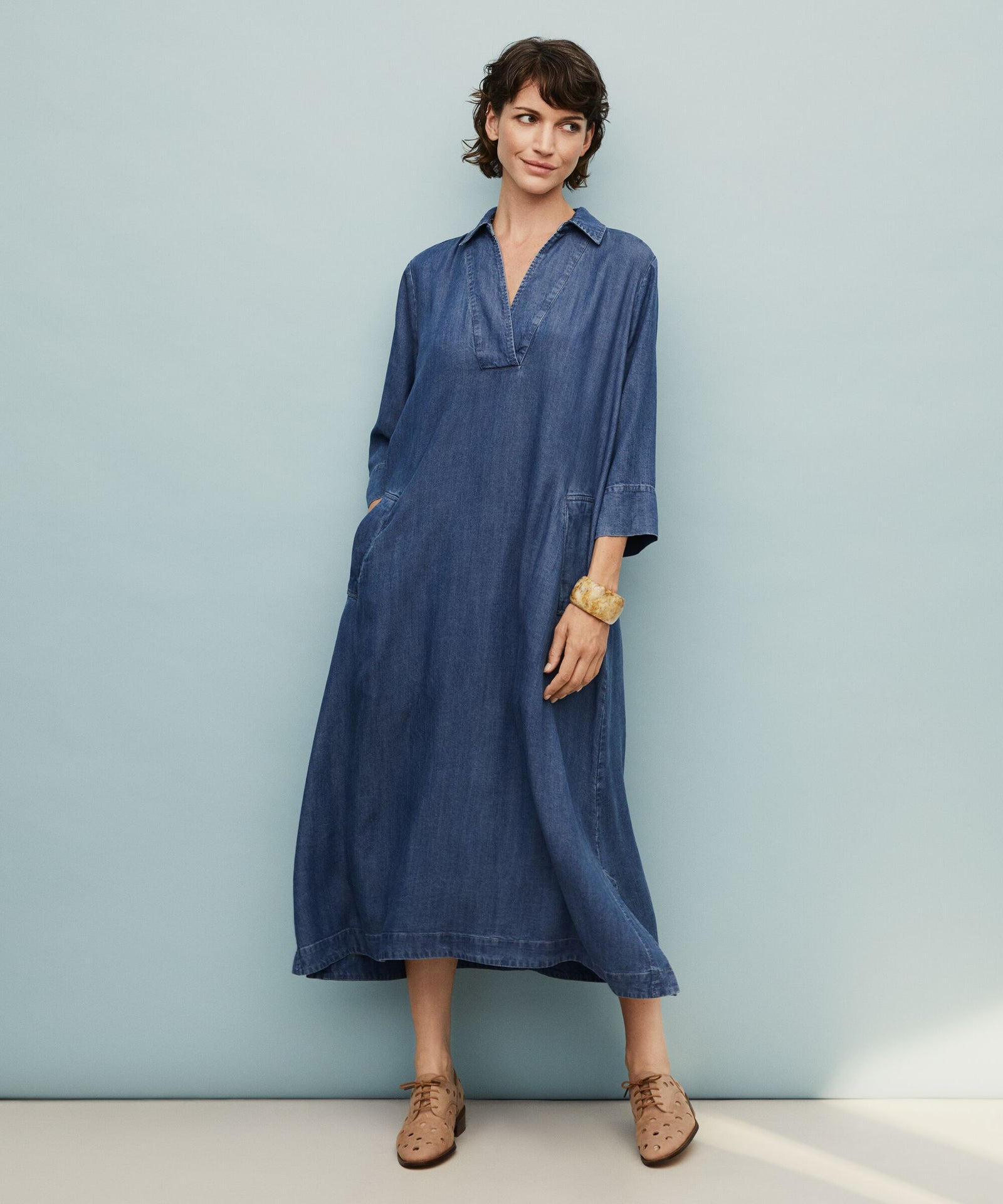 Masai Nikeeta Washed Denim 3/4 Sleeve Dress