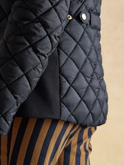 Braemar Luxe Navy Blue Showerproof Diamond Quilted Coat