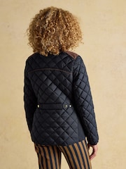 Braemar Luxe Navy Blue Showerproof Diamond Quilted Coat