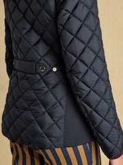 Braemar Luxe Navy Blue Showerproof Diamond Quilted Coat