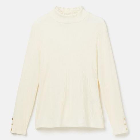 Joules Amy Cream Ribbed Long Sleeve High Neck Jersey Top