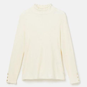 Joules Amy Cream Ribbed Long Sleeve High Neck Jersey Top