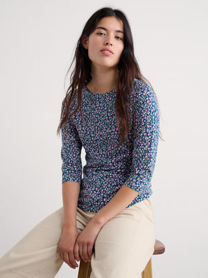 Seasalt Flax Flower Bright Orchid 3/4 Sleeve Easel Top