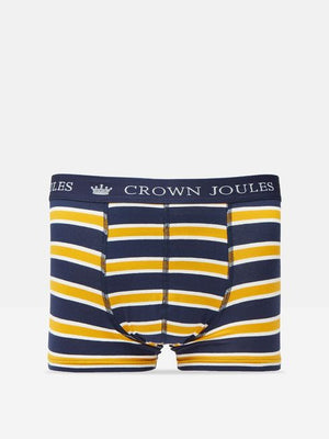 Joules Crown Joules Friesian Cow Navy/Yellow Pack of Two Cotton Boxers