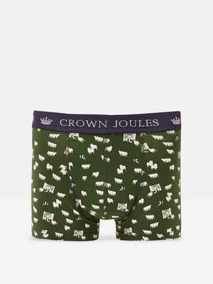 Joules Crown Joules Flocks Sake Green/Navy Pack of Two Cotton Boxers