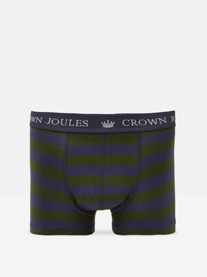 Joules Crown Joules Stripe Tease Green/Purple Pack of Two Cotton Boxers