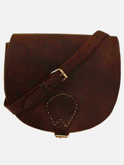 Berber Leather Dark Brown Large Saddle Bag