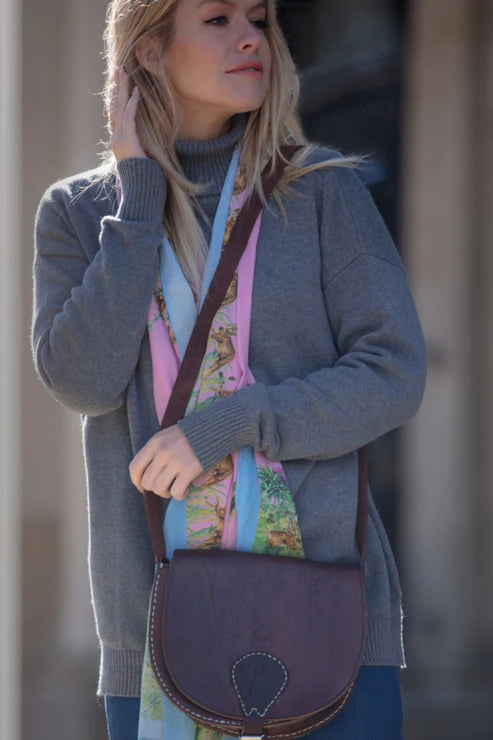 Berber Leather Dark Brown Large Saddle Bag