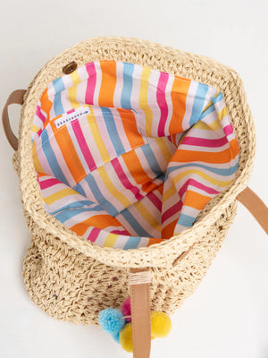 BrakeburnPom Pom Raffia Beach Bag