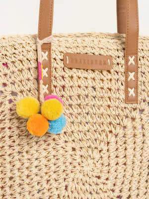 BrakeburnPom Pom Raffia Beach Bag