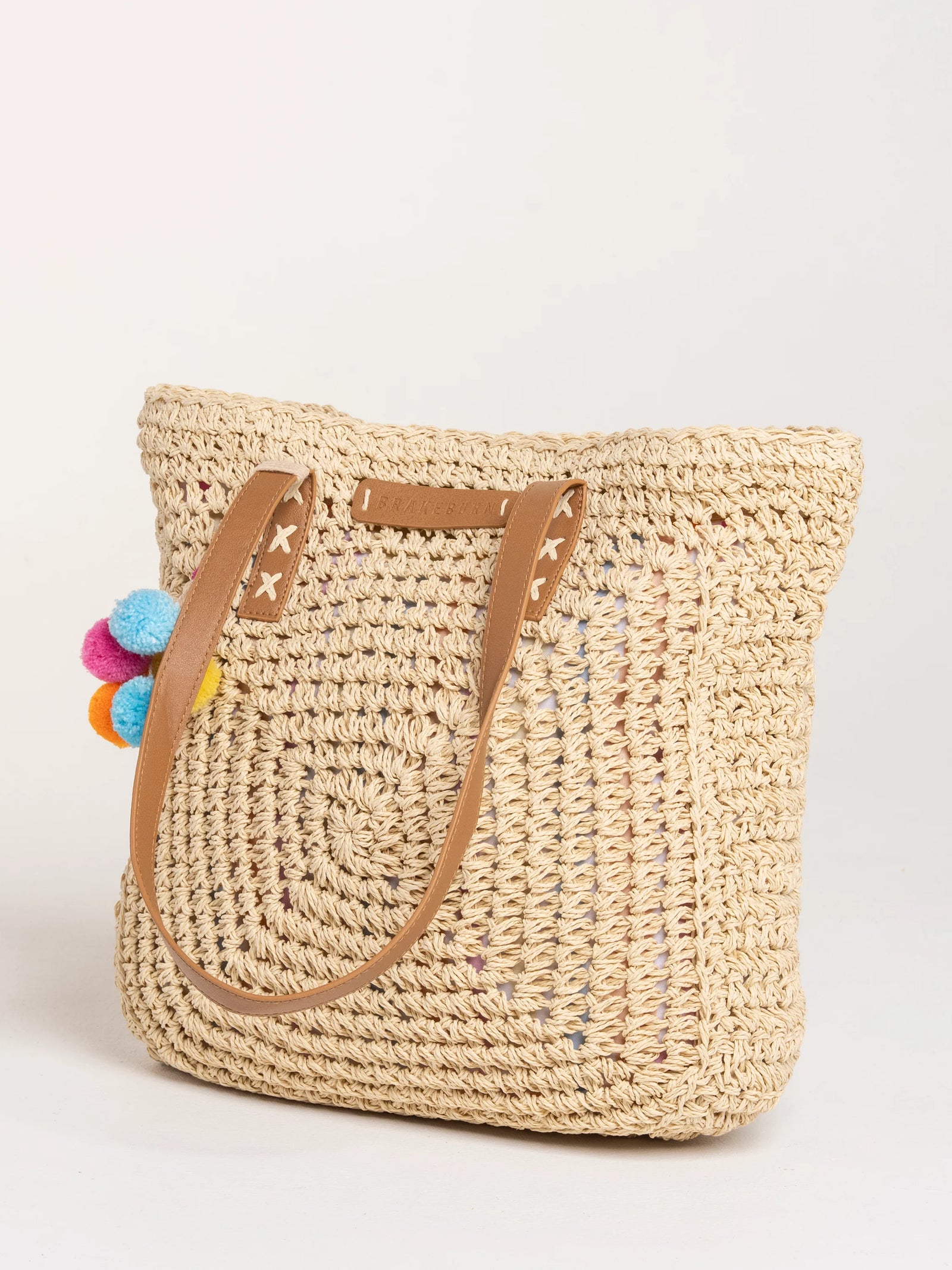 BrakeburnPom Pom Raffia Beach Bag