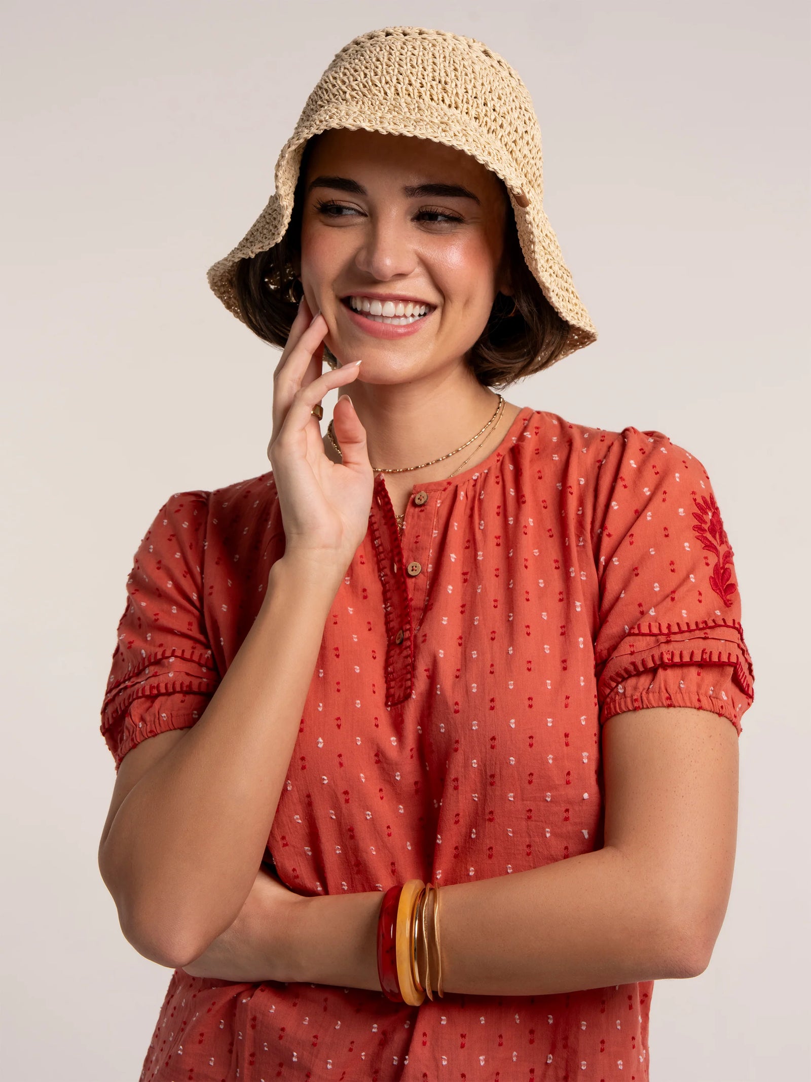Brakeburn Delph Paper Straw Bucket Hat