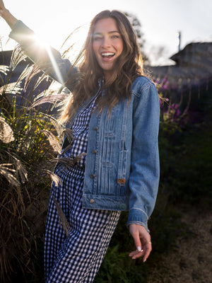 Brakeburn Ruffle Neck Denim Jacket