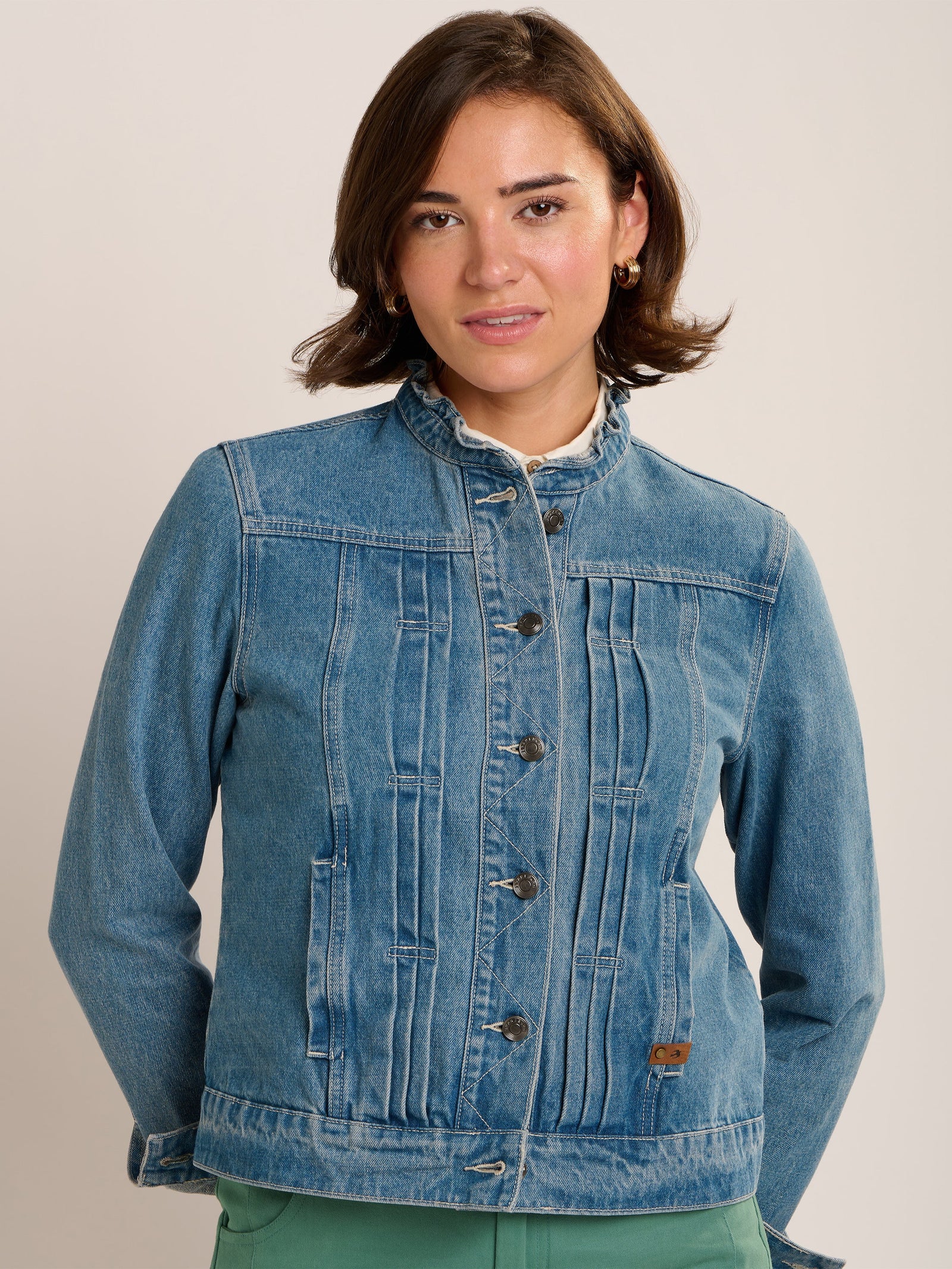 Brakeburn Ruffle Neck Denim Jacket