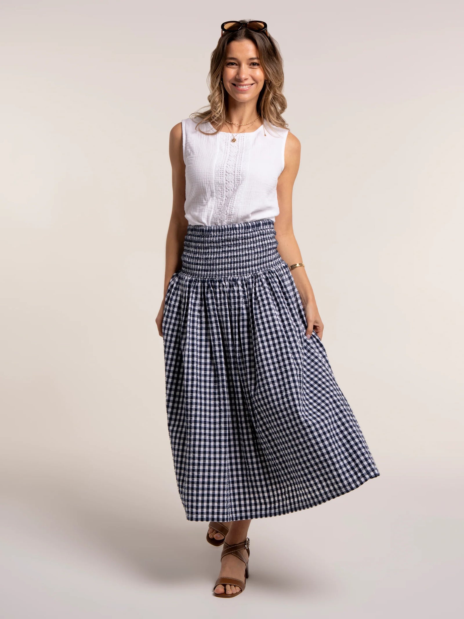 Brakeburn Teresa Gingham 2-in-1 Maxi Skirt
