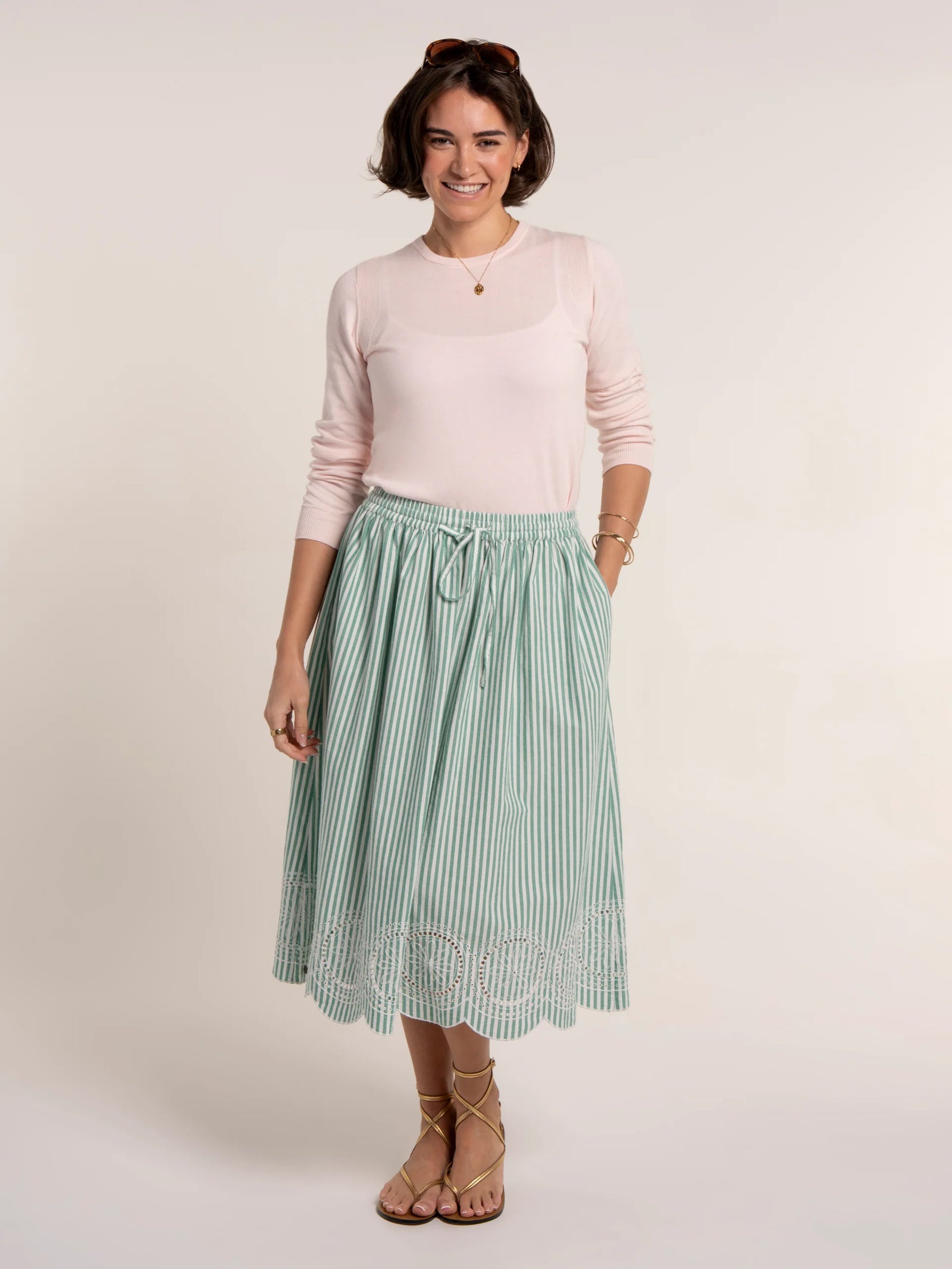 Brakeburn Hannah Stripe Midi Skirt