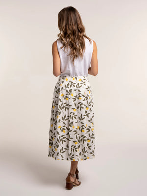 Brakeburn Sicily Lemon Printed Midi Skirt