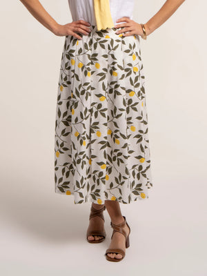 Brakeburn Sicily Lemon Printed Midi Skirt