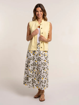Brakeburn Sicily Lemon Printed Midi Skirt
