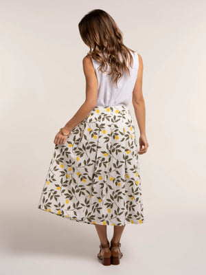 Brakeburn Sicily Lemon Printed Midi Skirt