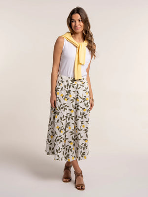 Brakeburn Sicily Lemon Printed Midi Skirt