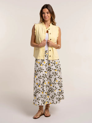 Brakeburn Sicily Lemon Printed Midi Skirt