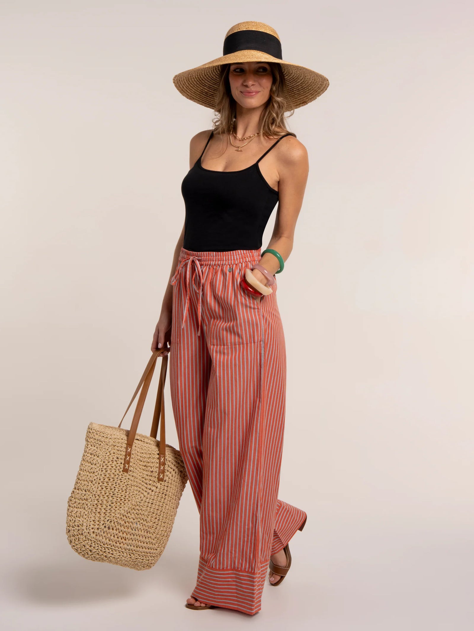 Brakeburn Danna Stripe Wide Leg Beach Pant