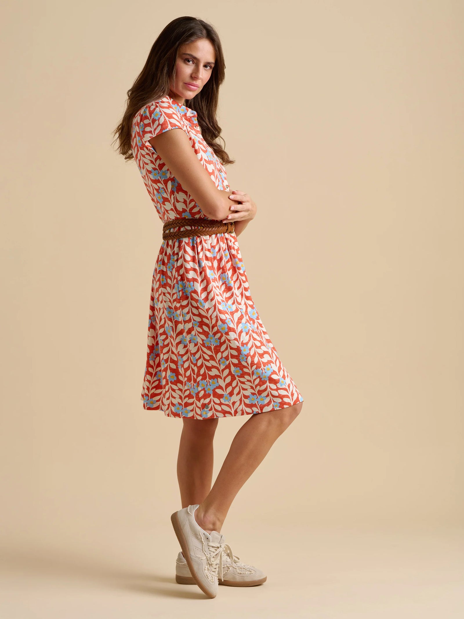 Brakeburn Spring Vine Red Knee Length Dress