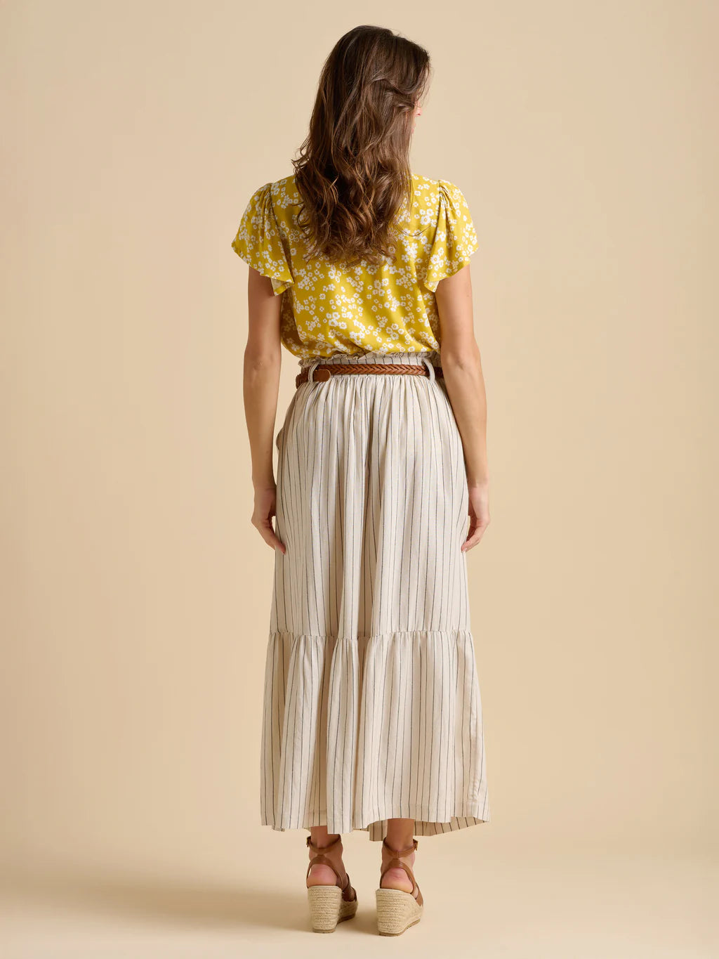 Brakeburn Stripe Cream Paper Bag Skirt