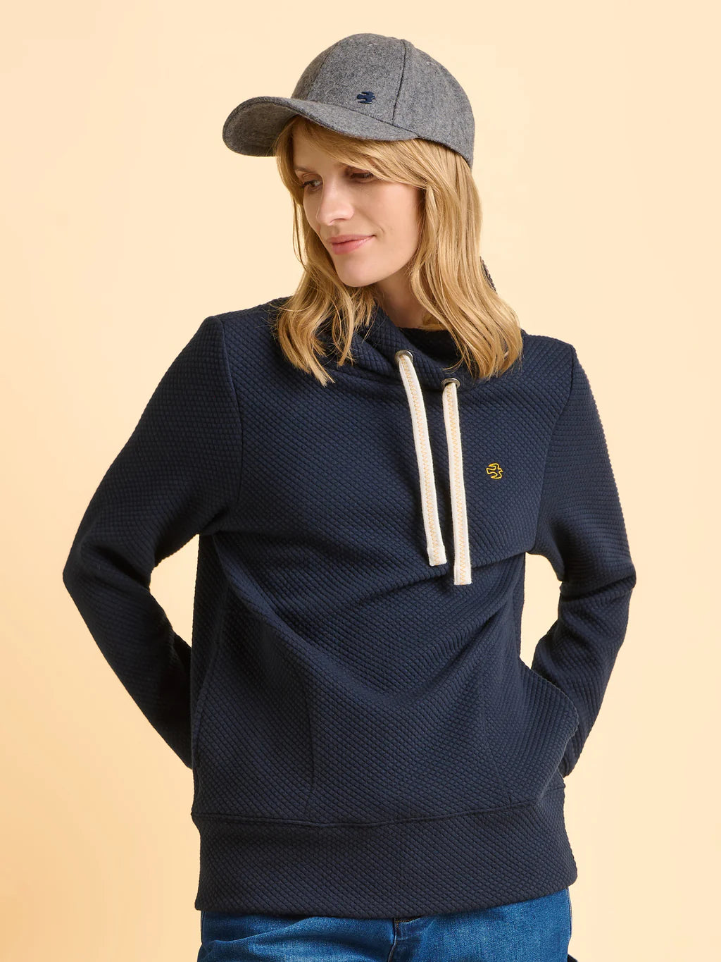 Brakeburn Morden Cowl Neck Navy Sweatshirt