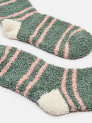 Joules Green Stripe Fluffy Socks