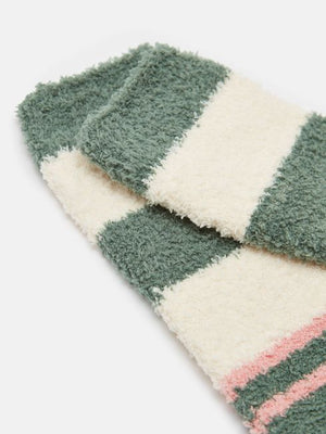 Joules Green Stripe Fluffy Socks