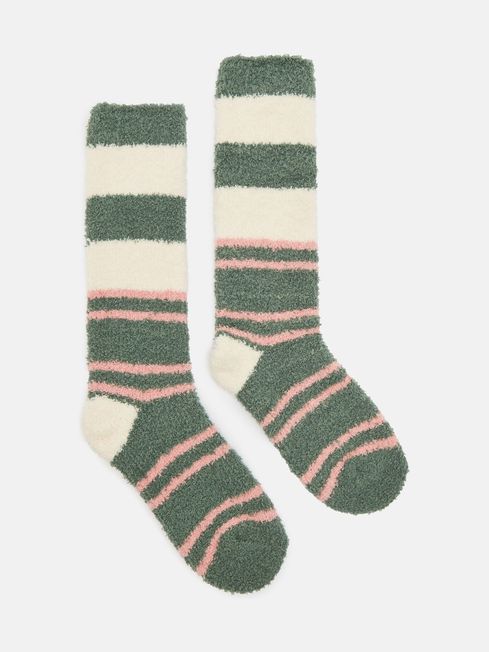 Joules Green Stripe Fluffy Socks