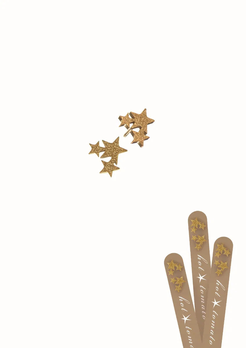 Hot Tomato Gold Triple Star Studs