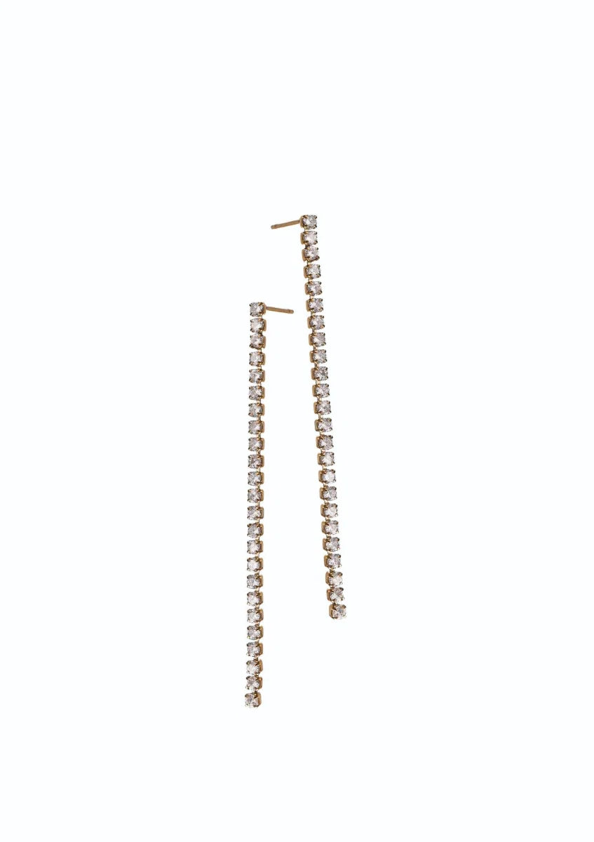 Hot Tomato Gold Crystal Chain Earrings