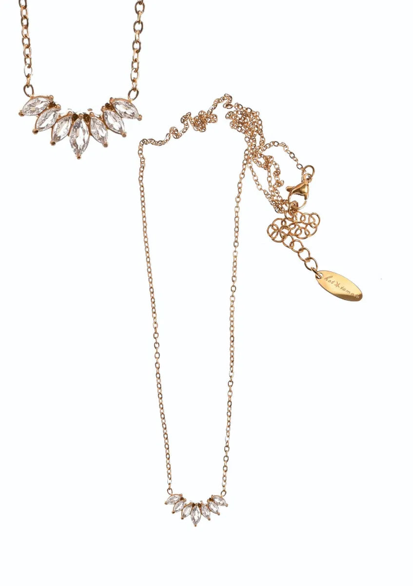 Hot Tomato Gold Crystal Fan Necklace
