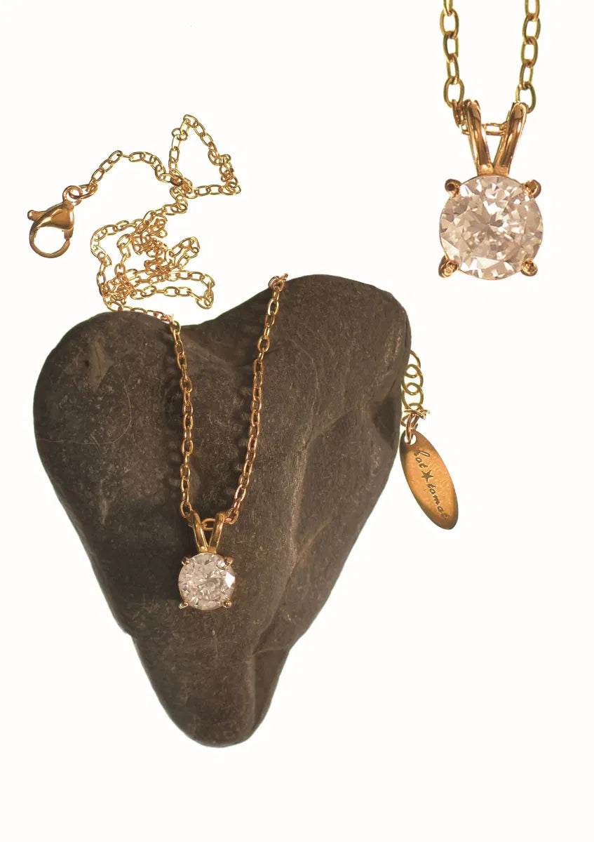 Hot Tomato Gold Solo Crystal Necklace