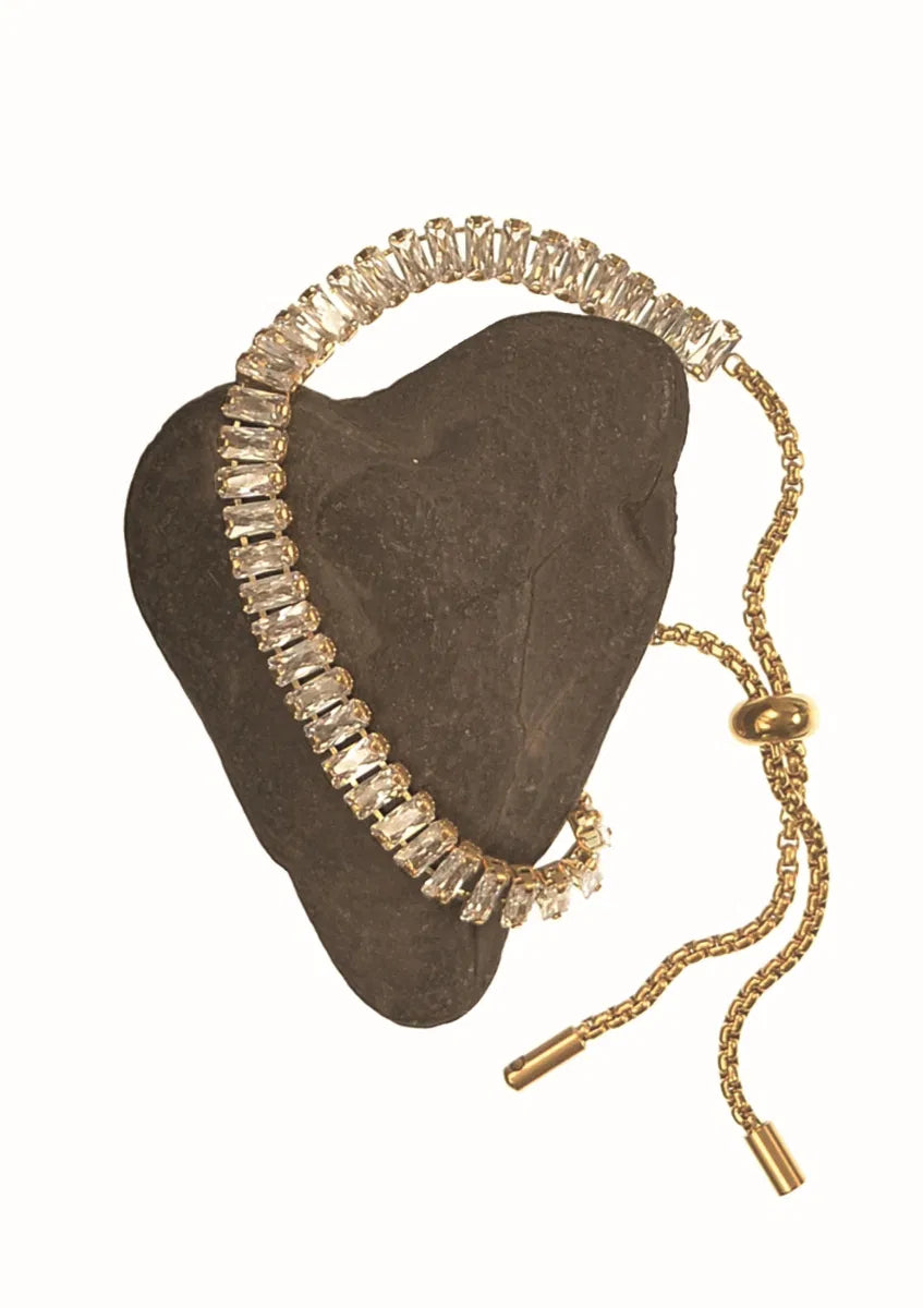 Hot Tomato Baguette Cut Crystal Friendship Bracelet