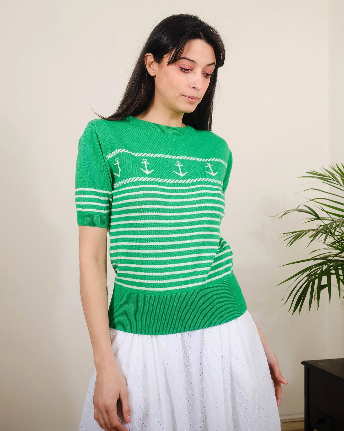 Pretty Vacant Anchors Fern Green Crew Neck Knit