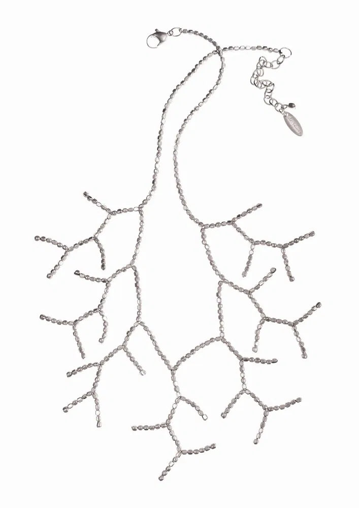 Hot Tomato Silver Shore Coral Fringe Necklace