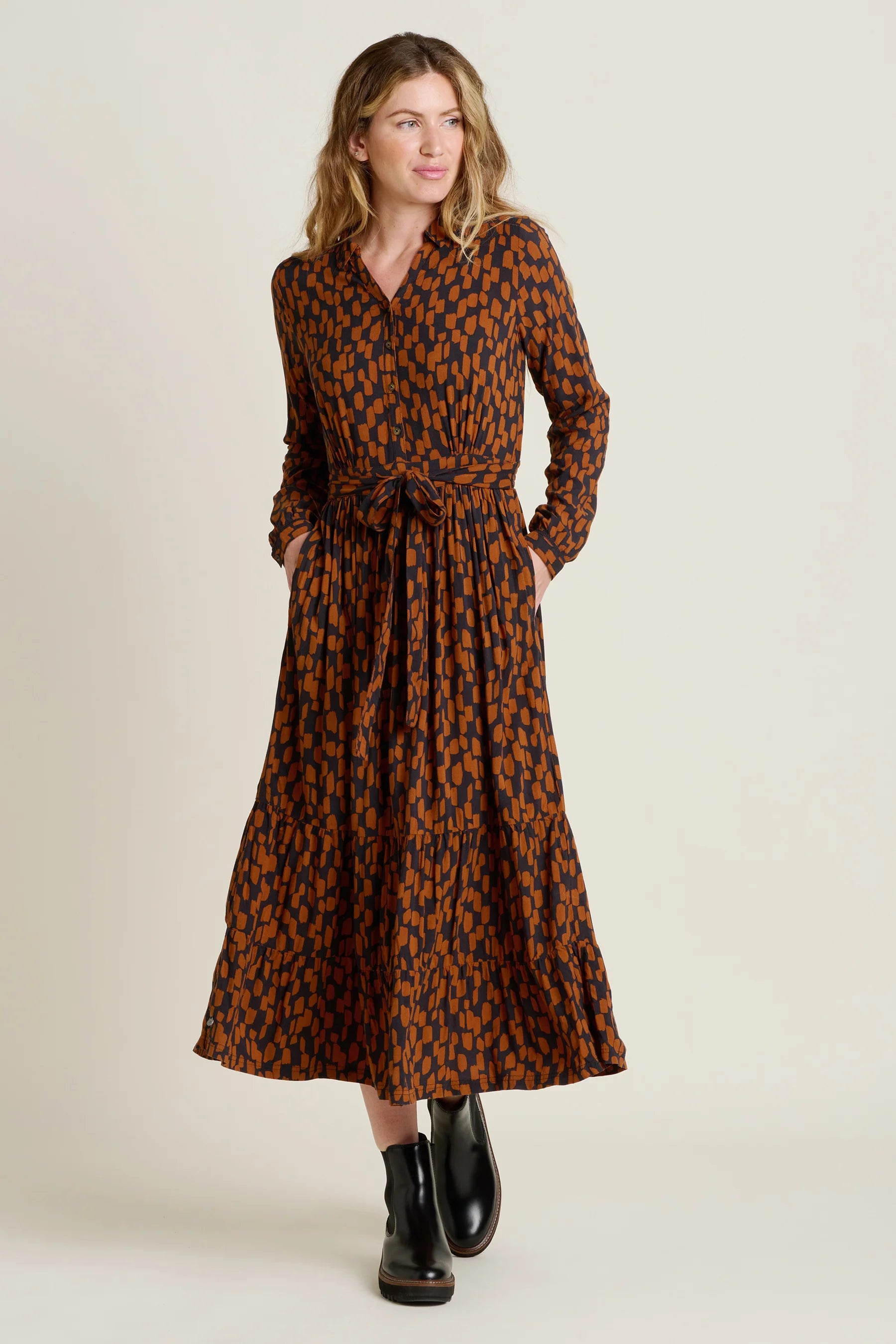 Brakeburn Multi Brush Strokes Maxi Shirt Dress