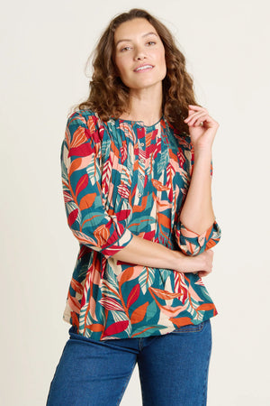 Brakeburn Multi Evergreen Leaves Blouse