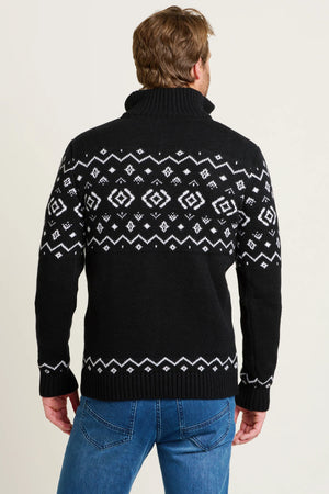 Brakeburn Navy Fairisle Quarter Zip Jumper