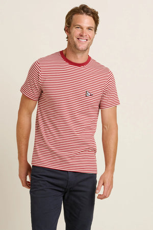 Brakeburn Burgundy Flag Stripe Tee