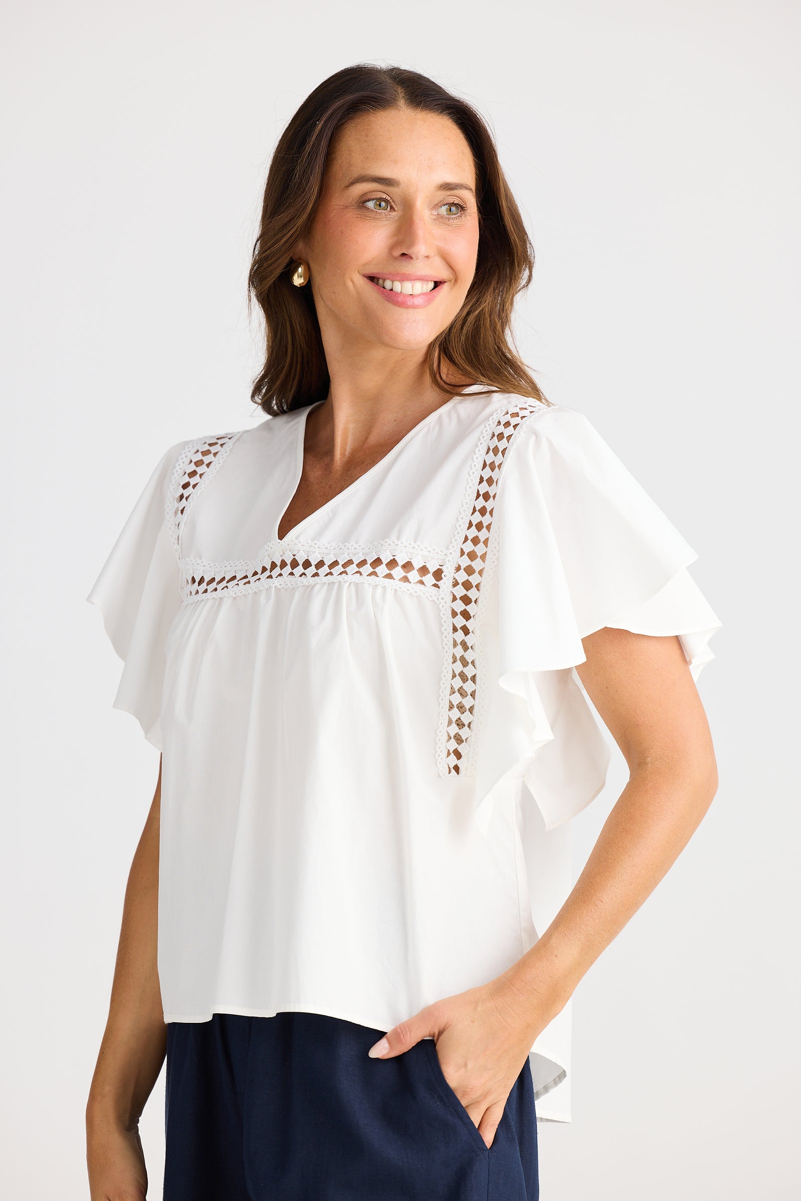 Brave + True Marcia White Blouse Top