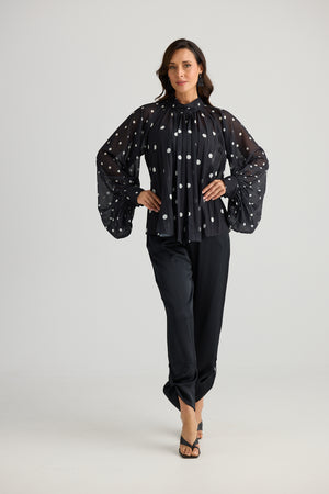 Brave + True Dorothy Black & White Spot Blouse