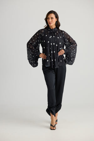 Brave + True Dorothy Black & White Spot Blouse