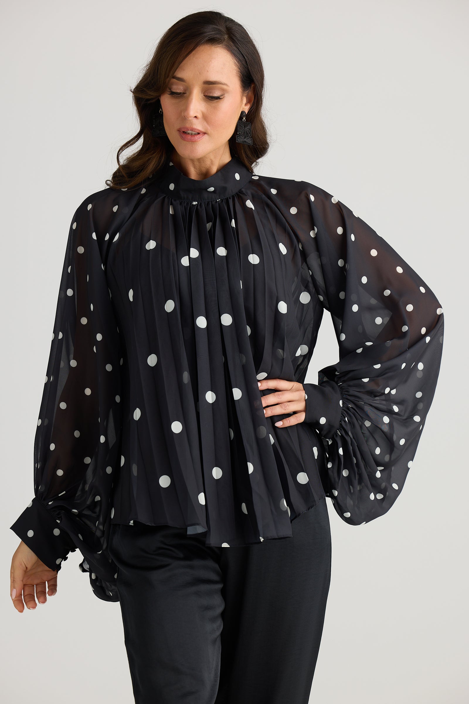 Brave + True Dorothy Black & White Spot Blouse