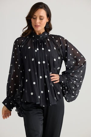 Brave + True Dorothy Black & White Spot Blouse